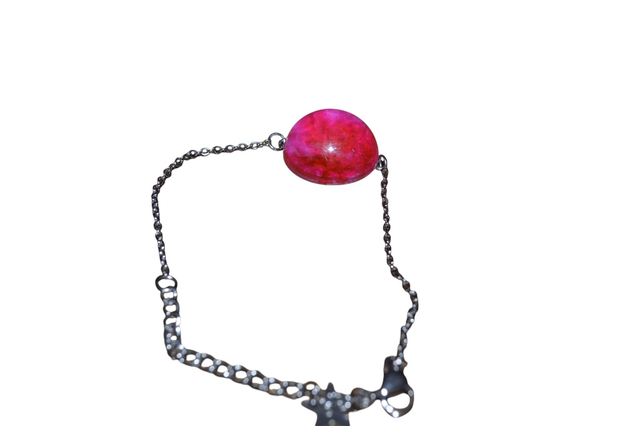 Bracelet  en résine rose 