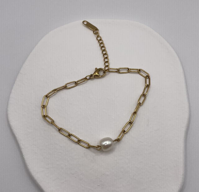 PEARLS - Edelstahlarmband mit Süßwasserperlen