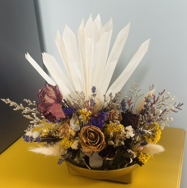 Dried floral oasis arrangement 