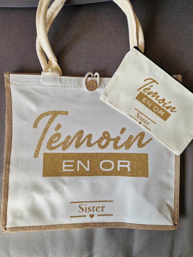 Sac en jute avec ou sans pochette - Témoin en OR