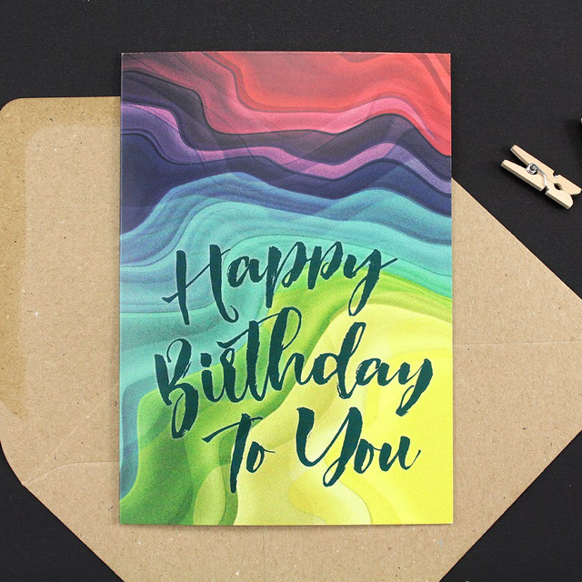 Abstract Rainbow Birthday Card