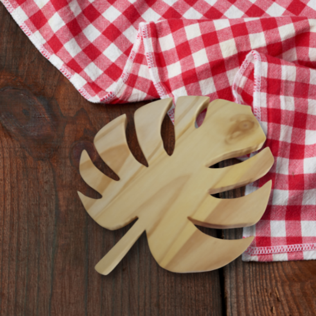 Dessous de plat en bois feuille de monstera