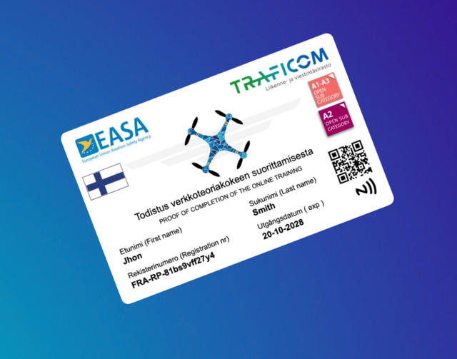 Drone Pas Finland Met NFC Maak Bij Opties Een Keuze Uit Welke Variant Je Wenst Te Bestellen !