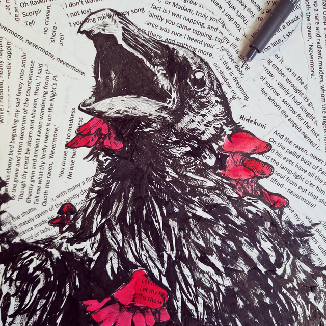 Nevermore - Mixed Media Raven Portrait