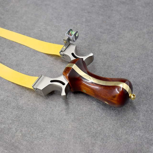 Lance pierre compétition inox bois laiton  - (2 bandes)