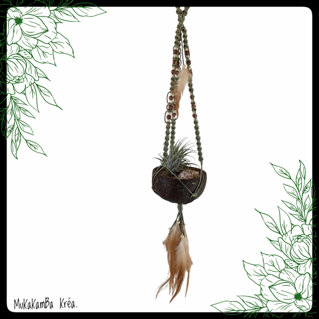 Suspension en macramé  Kaki