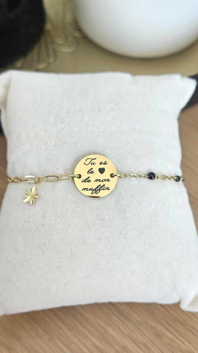 Bracelet chaîne &quot;tu es le ❤️ de mon muffin&quot;