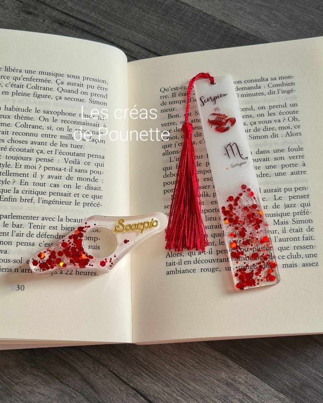 Marque-page astro "scorpion" et sa bague de lecture