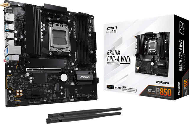 02.2.0132 – Scheda Madre ASRock B850M Pro‑A WiFi – Micro‑ATX professionale nera con WiFi 7 per Ryzen 7000/8000/9000