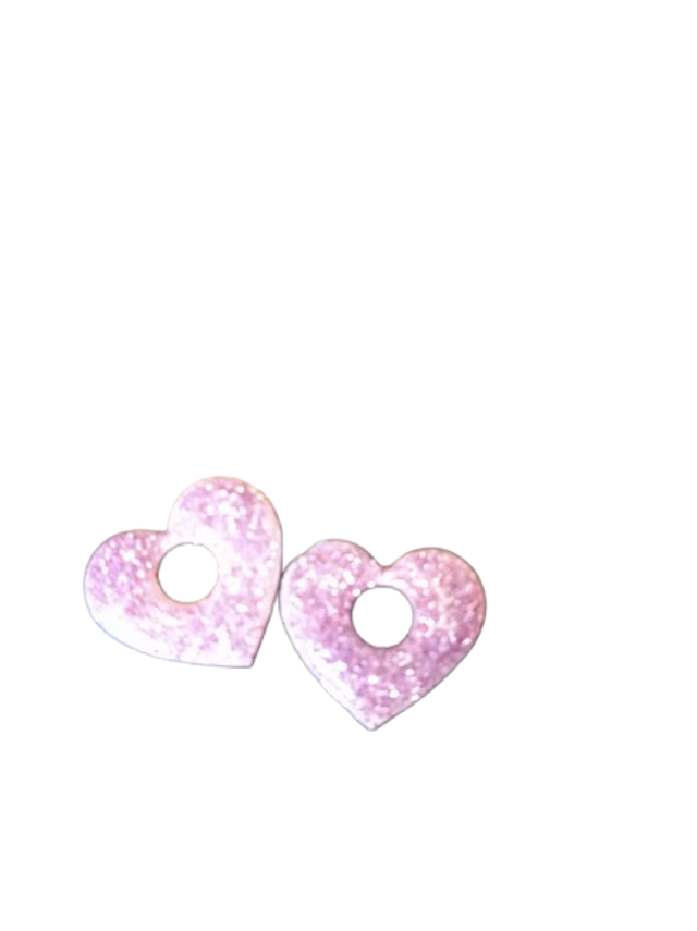 Cœur Rosé" – Pampille en Bois &amp; Résine Pailletée