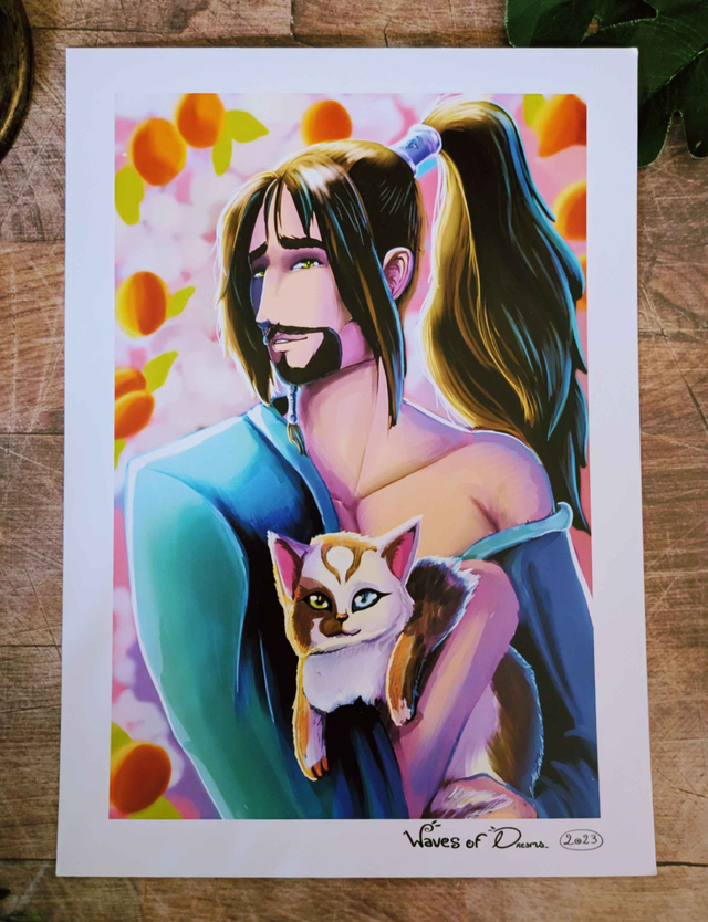 Illustration "Shuko et le chat" - 21 x 14,8 cm - A5