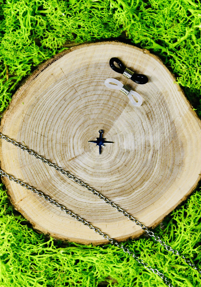 Chaine de lunettes touche de magie argentée personnalisée Etoile
