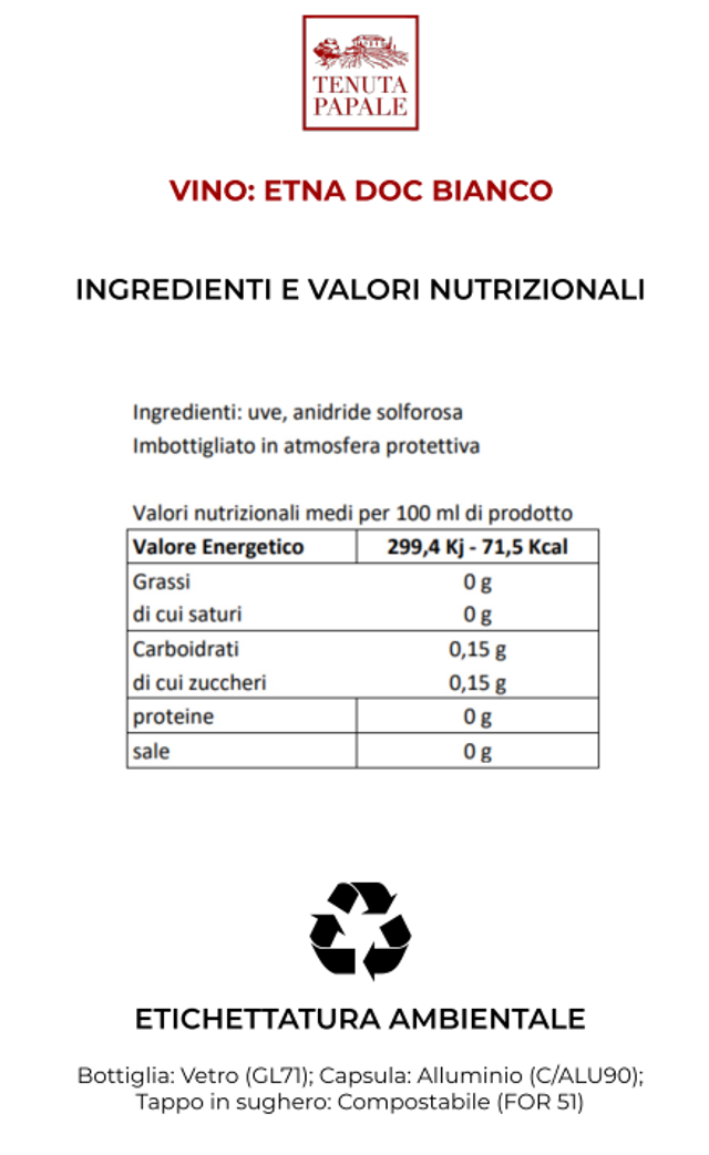 ETNA DOC WHITE 75 CL
