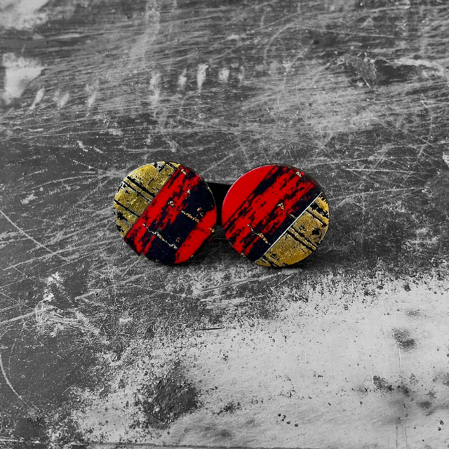 Red &amp; Black Ear Studs