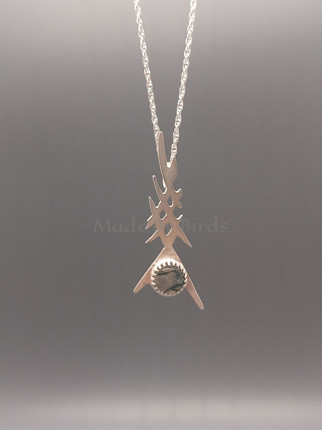 Moss Agate Water Drop Sterling Silver Pendant Necklace