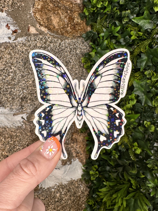 Sticker Papillon - Holographique étoiles