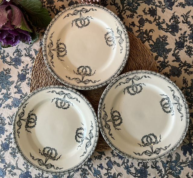 MONTHOLON - Suite de 6 assiettes plates manufacture des Salins - Terre de Fer