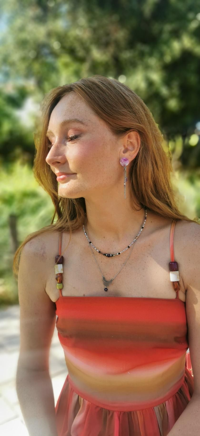 Boucles d'oreilles Puces Fushia