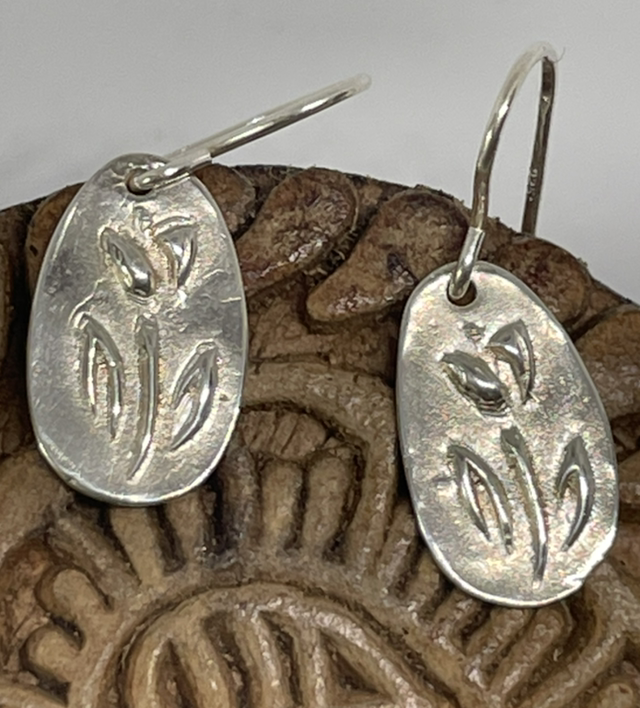 Small Tulip Silver Earrings