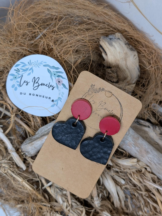 Boucles d&#039;oreilles Évasion rouge et noir ev023