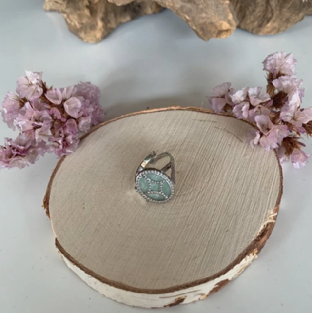 Bague avec cabochon amazonite ovale plat 14*10mm