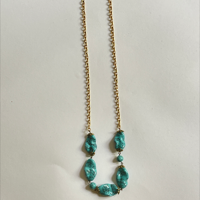 Türkisfarbene Perlenkette Mid - Century Design 