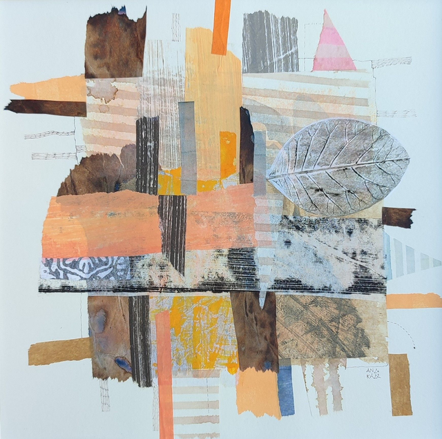 Kompozycja7, 30x30 (20x20 w świetle passe-partout) tech. mieszana 2022