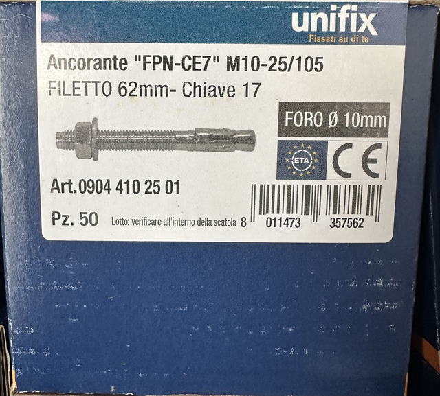 Ancorante &quot;FPN-CE7&quot; FILETTO 62mm-Chiave 17