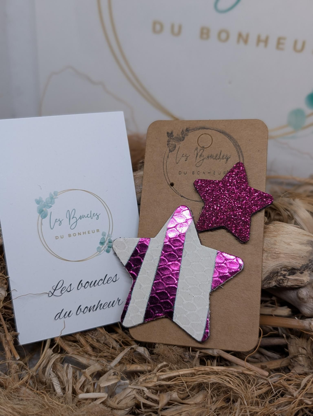 Boucles d'oreilles Asymétrique fushia paillettes bm207