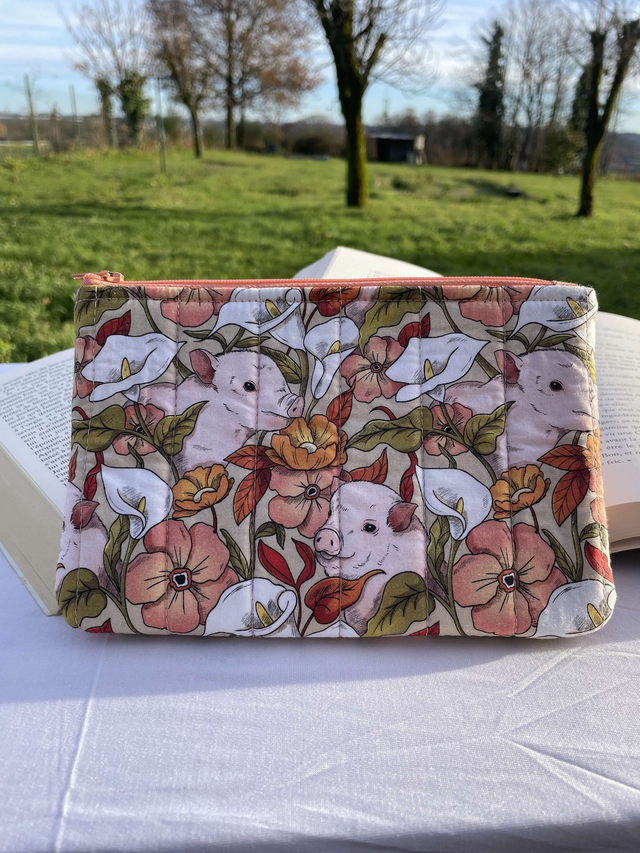 Pochette plate zip cochon