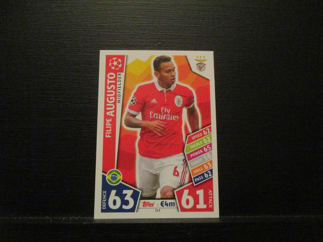 Filipe Augusto - UEFA Champions League Match Attax 2017/18 Original Trading Card #212