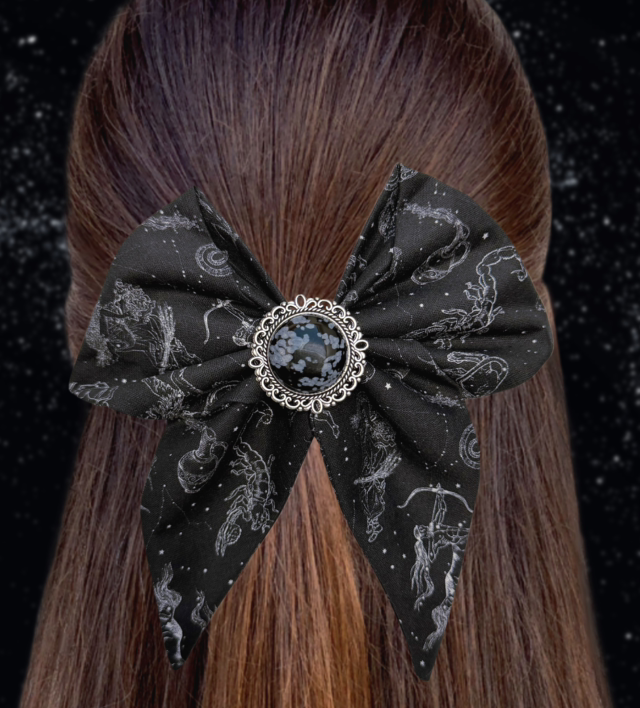 Barrette à cheveux - Zodiaque - Obsidienne neige