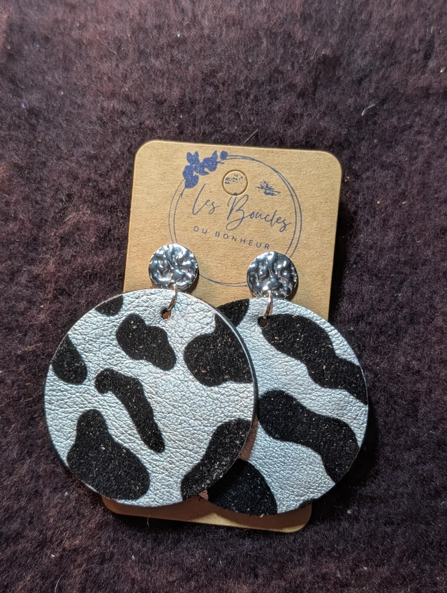 Boucles d'oreilles Moon argenté noir mo704