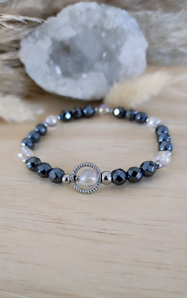 Bracelet "Confiance en soi" Hématite facettée