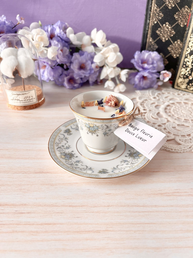 💜 Bougie Douce Lueur - tasse à café "régence bleue" avec sous-tasse