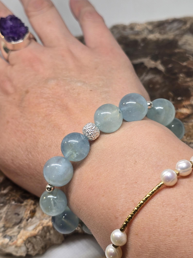 Bracelet Aigue marine XL 1,2 cm