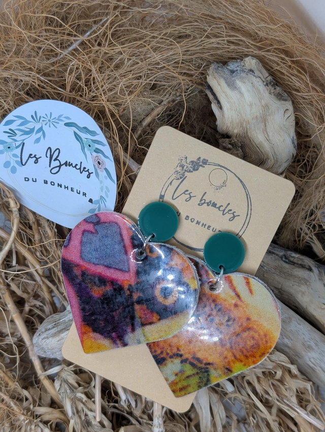 Boucles d&#039;oreilles Coeur ❤️ multicolore c2028