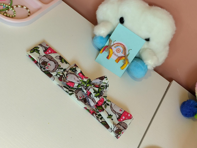 Handmade hair band - Hedgehog mushroom design 