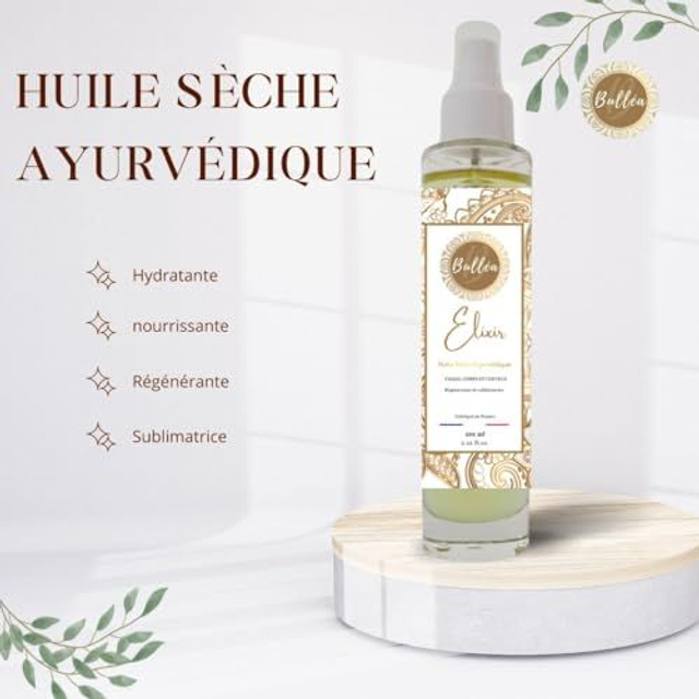 Huile sèche Ayurvédique 100% Naturelle - Visage, corps &amp; cheveux - Hydratante, nourrissante &amp; sublimatrice - 100mL