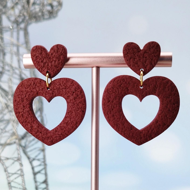 Boucles d'oreilles "Love" Bordeaux
