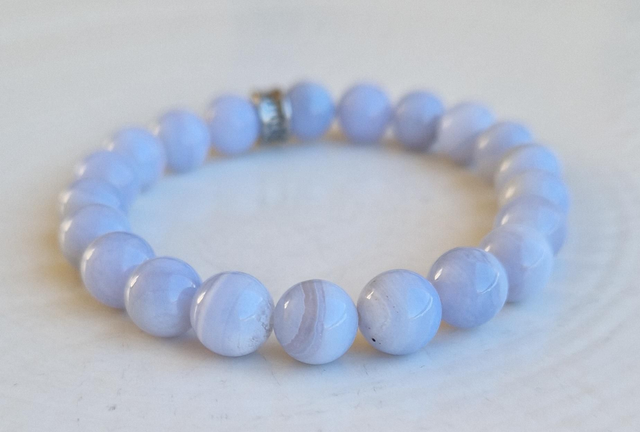 Bracelet CALCÉDOINE BLEUE 8mm