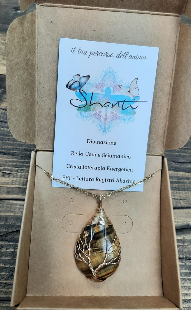 Amuleto donna serie "albero della vita" occhio di tigre