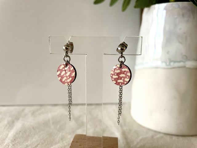 Boucles d’oreilles Rond taille S et chaines argentées - Couleurs variées