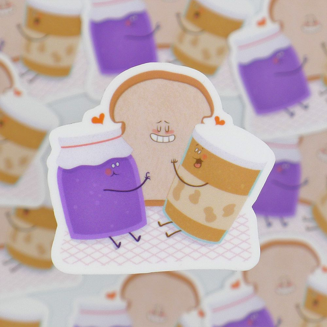 Single Sticker - Romantic Food - P & J - ca. 5x5 cm 