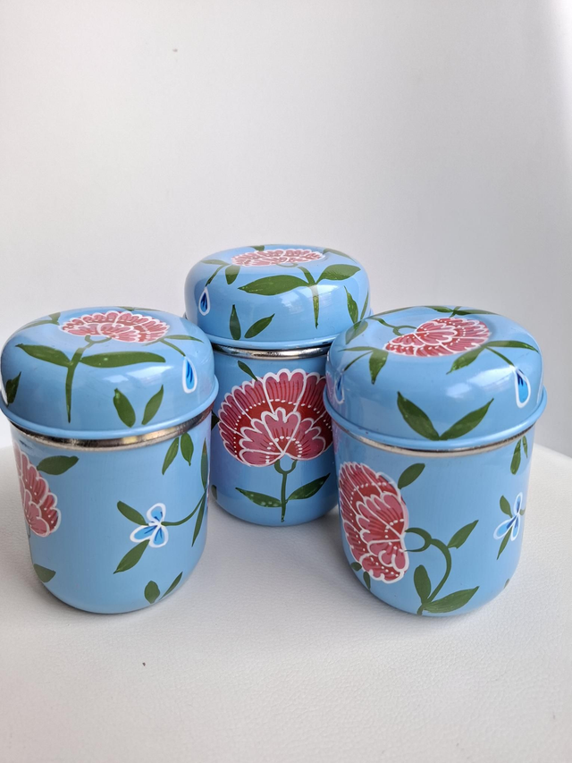 Set de 3 boîtes en inox Bleu Ciel