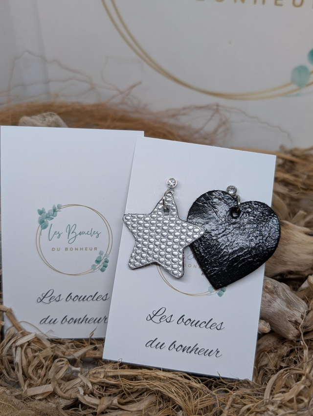 Boucles d'oreilles Asymétrique coeur étoile st050