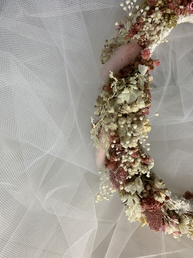 couronne de tête adulte mariage rose et blanche