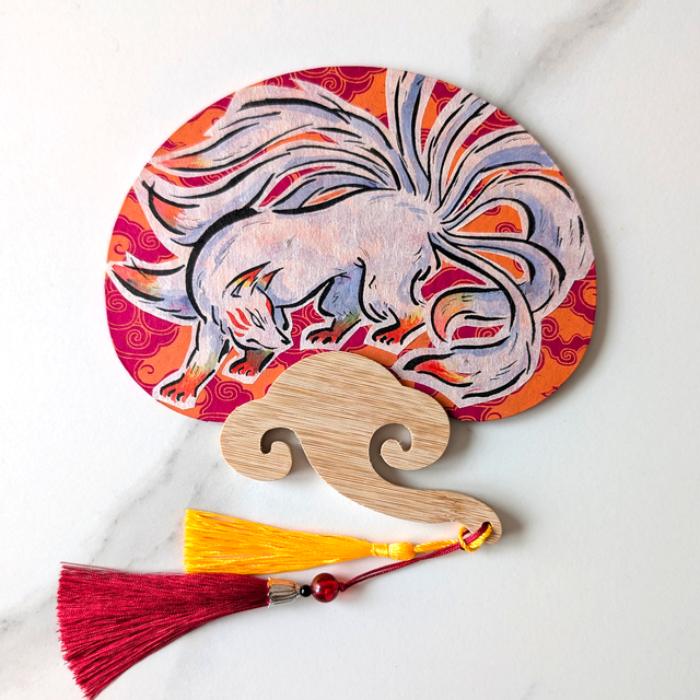 Uchiwa Kyūbi no kitsune 九尾の狐 - Orange &amp; bleu 🧡🩵