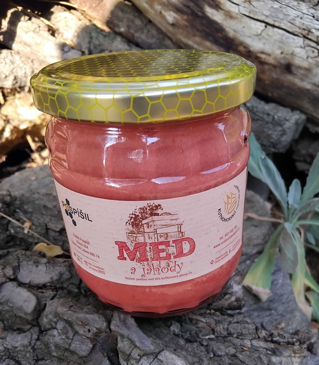 Med a jahody - pastový med s jahodami 500g