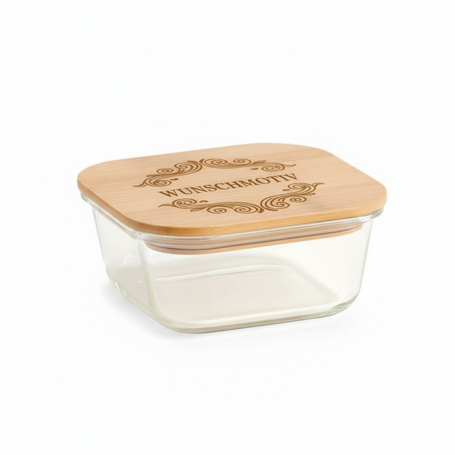 Personalisierter Vorratsbehälter aus Glas mit Bambusdeckel – 800 ml - 520ml